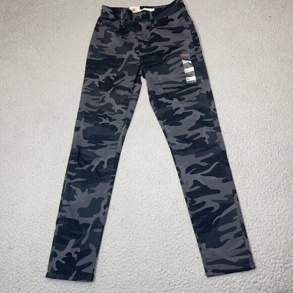 Levis 721 Jeans‎ Womens 2 Black Camouflage High Rise Skinny Ankle 26x27 NWT NEW - Picture 1 of 16